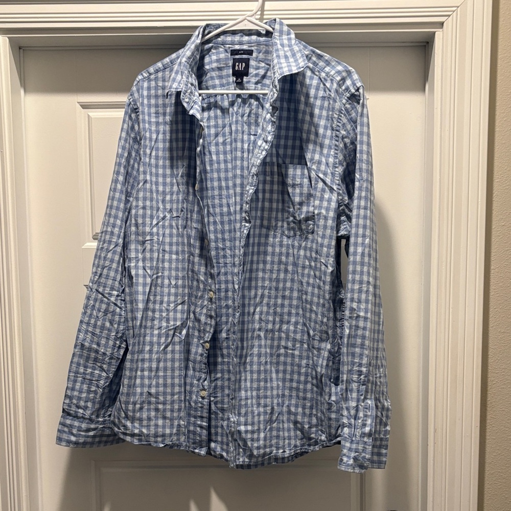 GAP Light Blue Plaid Shirt